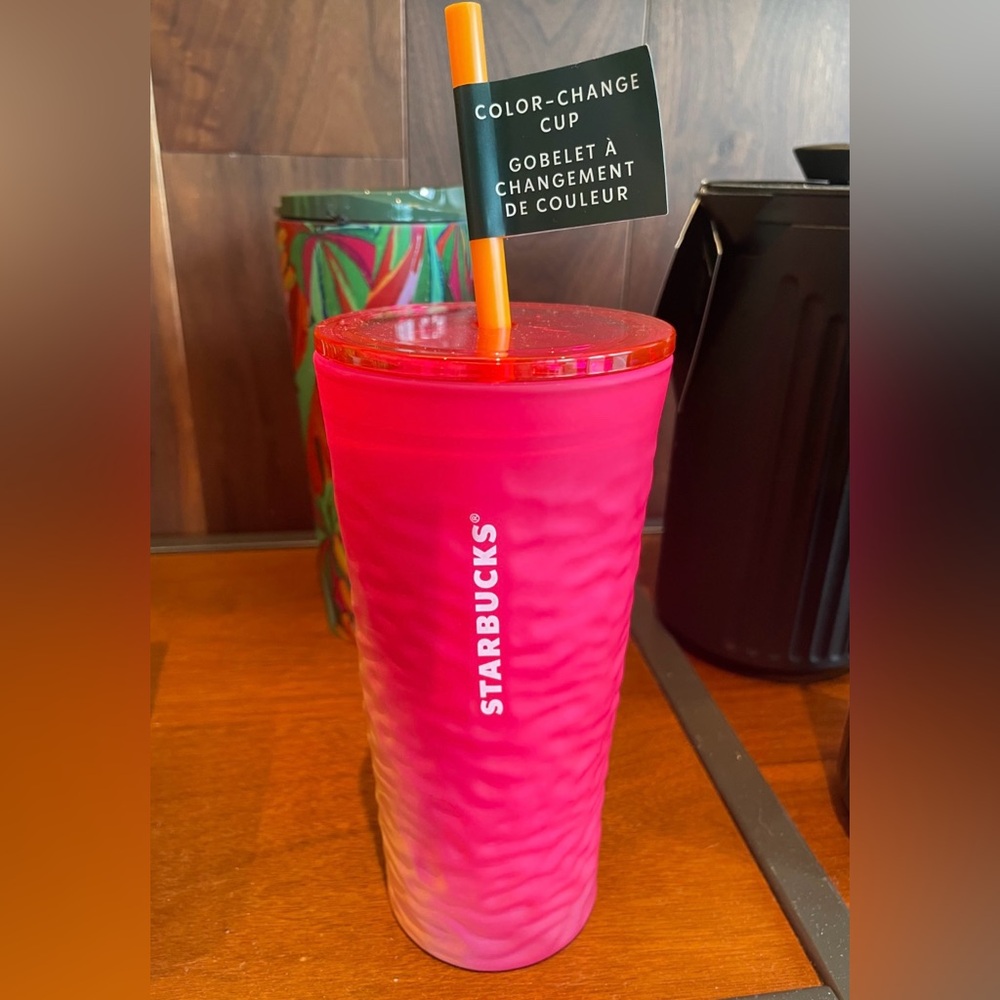 Starbucks Color Change Glass Cup Reusable Color Changing Cold Tumbler 18oz New - Picture 4 of 8